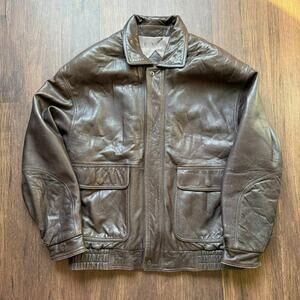 Remy Vintage Brown Leather Bomber Jacket Men’s Size 42 Made in USA